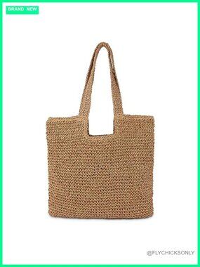 Woven Boho Straw Beach Tote Bag - Large Summer Handmade Shoulder Handbag